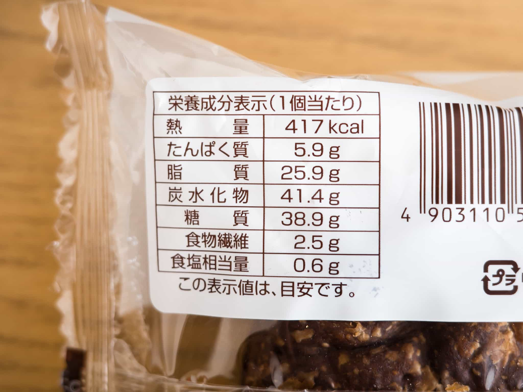 ファミマ 焼きチョコクロワッサン 栄養成分表示 カロリー